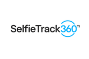 Logo horizontal SelfieTrack360™ avec accent bleu